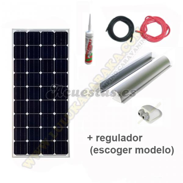 Kit completo Placa solar 100w + Regulador + Soporte + Cable + Pasacable + Sika