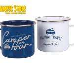 Juego de 2 Tazas inox Camper On Tour. Azul y blanca
