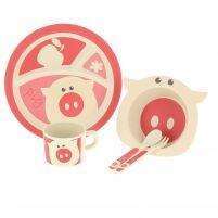 Vajilla bambu infantil Cerdito - 5 piezas