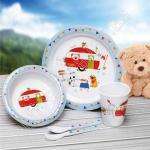 Vajilla melamina infantil Caravana y ositos - 5 piezas