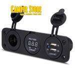 Toma 12V + Toma USB doble + Voltimetro