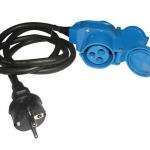 Adaptador Schuko macho a hembra DOBLE CEE cable 1,5 mts.