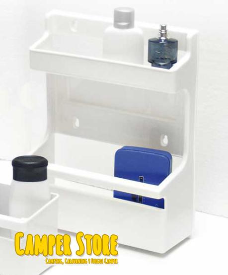 Estante de plástico con doble repisa, ideal para baños