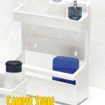 Estante de plástico con doble repisa, ideal para baños