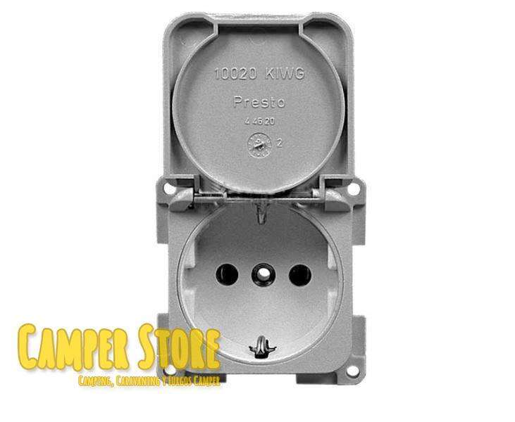 Toma 230V Antracita, con marco y tapa