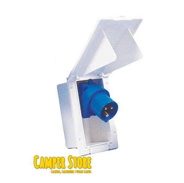 Toma Exterior macho, para autocaravana. Blanco