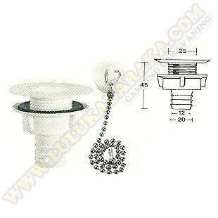 Desagüe recto 25mm Ø con tapón (19mm)