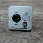 Enchufe 2 en 1. toma 12v y antena color gris + marco