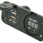 Módulo voltímetro + dos tomas usb encastrable