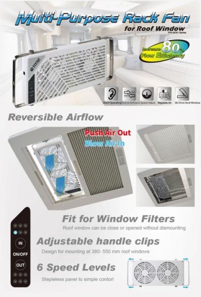 Ventilador extractor de ventana o claraboya de techo reversible 12V
