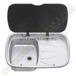 Fregadero inox. con escurridor y tapa cristal