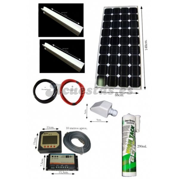 Kit solar 180w con regulador 20ah doble batería