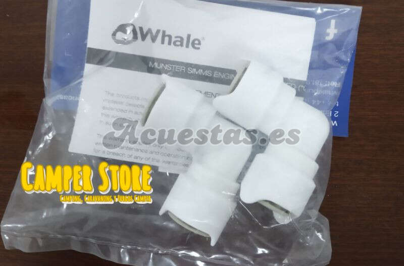 Empalme codo a 90º para Whale. 12 mm. Pack de 2