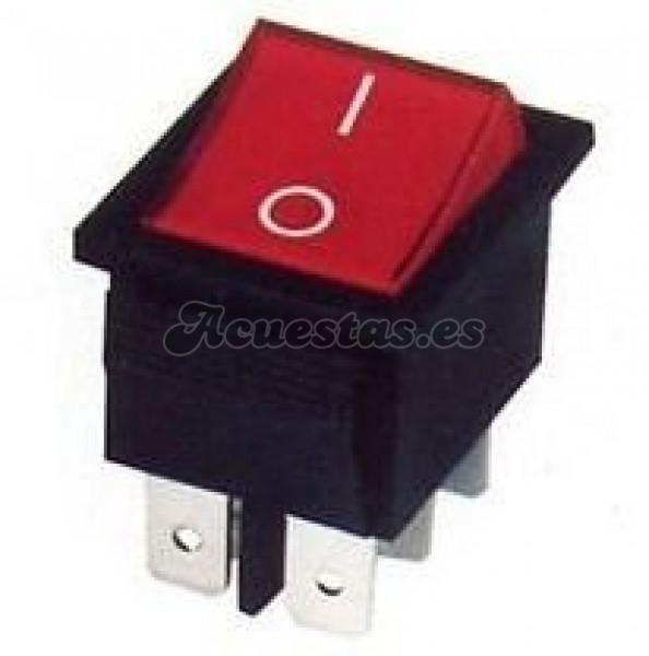 Interruptor bipolar basculante rojo con luz 6 pin