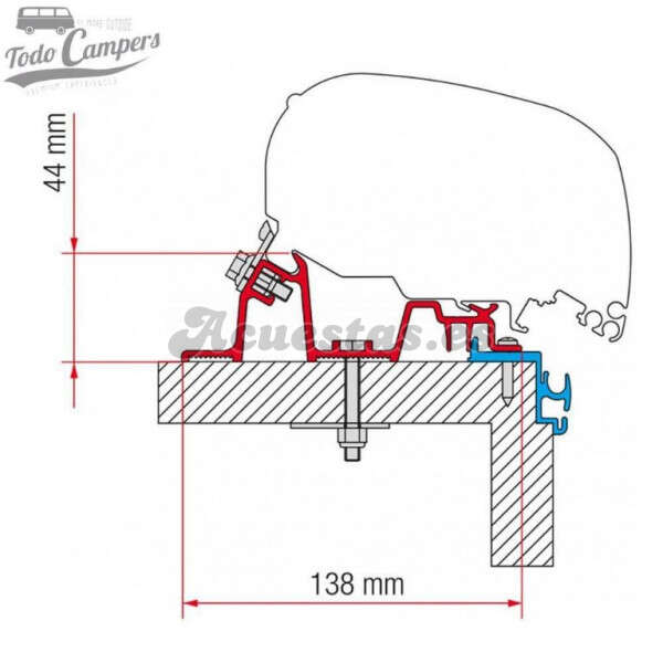 Soporte para toldo F65 y F80s para Ducato, Jumper y Boxer desde 2007 - Fiamma