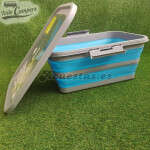 Caja de almacenamiento plegable con tapa color azul