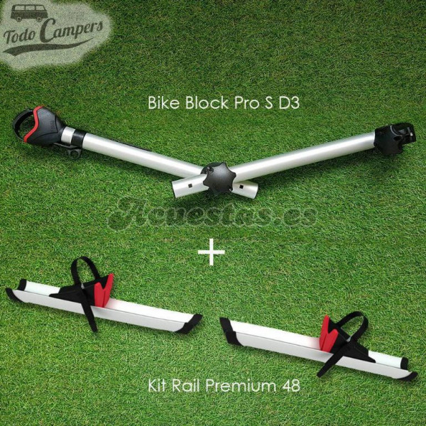 Kit de ampliación de 3 a 4 bicicletas (Kit Rail Premium 48 y Brazo Block Pro S D3) - Negro