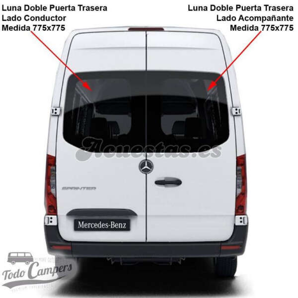 Ventanas fijas doble puerta trasera para Mercedes Sprinter desde 2019