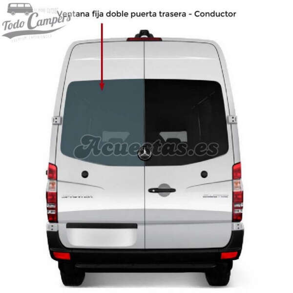 Ventana fija doble puerta trasera Conductor para Mercedes Sprinter 2006-2018 y VW Crafter 2006-2016