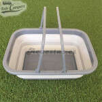 Cesto plegable gris con asa