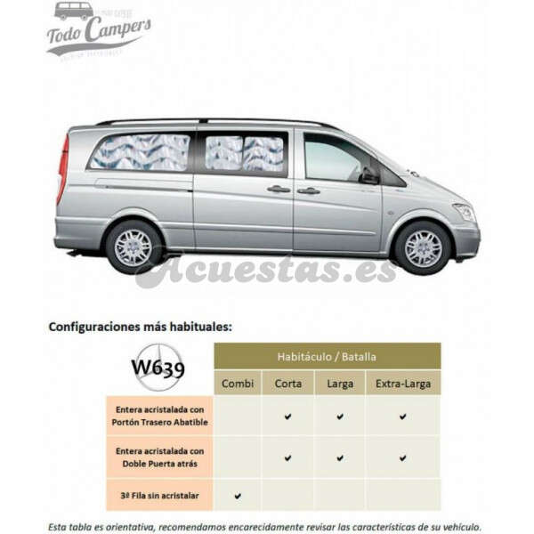 Aislantes Térmicos Mercedes Vito Viano 2004-2014 - Habitáculos (ventanas laterales)